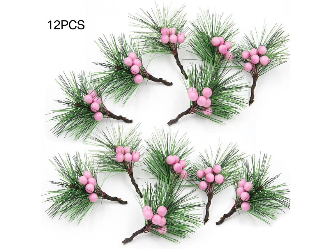 Enfeite de Natal em Ramos de Pinho Artificial pack com 12 peças para decoração DIY LAXISCREED