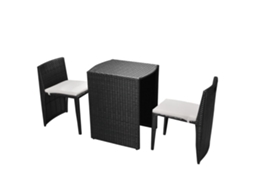 Maison Exclusive - 3 Pcs Conjunto Bistrô Com Almofadas Vime Pe Preto