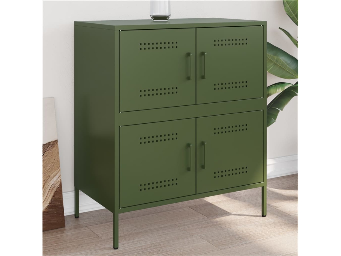 Vidaxl Aparador 68x39x79 Cm Aço Verde Azeitona