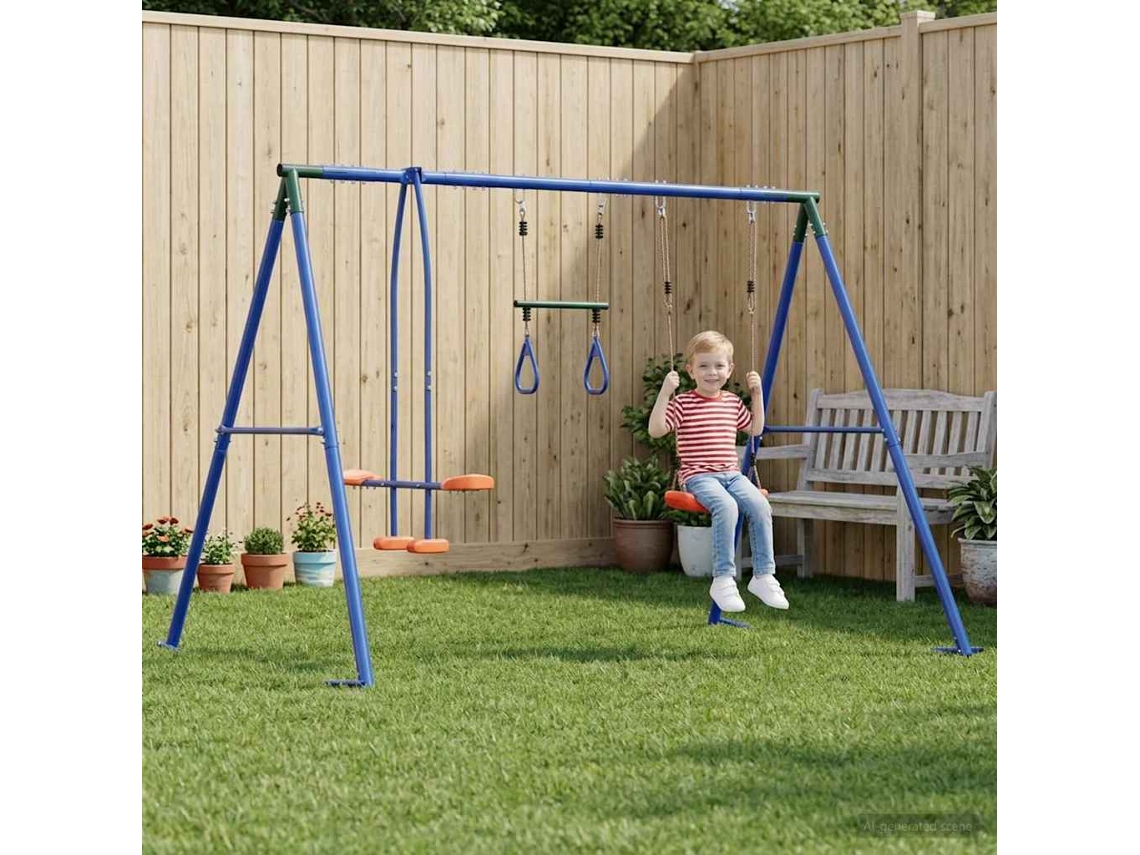 Vidaxl Conjunto De Balanço Para Exterior Multicolor Aço E Pe