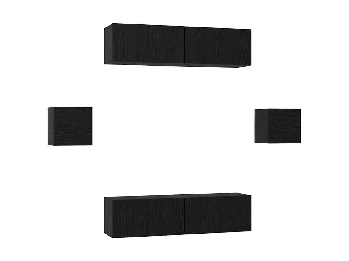 Vidaxl Conjunto De Móvel De Tv 6 Pcs Carvalho Preto Madeira Processada