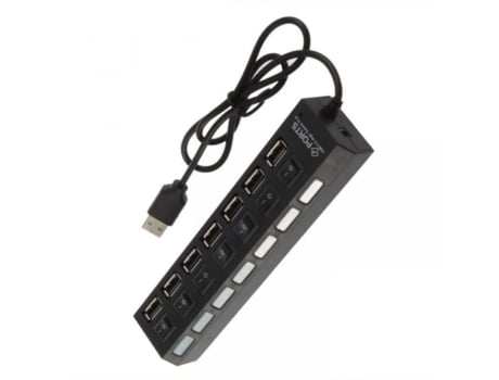 Adaptador de Hub Usb 2.0 com 7 Portas e Divisor de Torneira Entrada de Led Liga/Desliga WOFALO