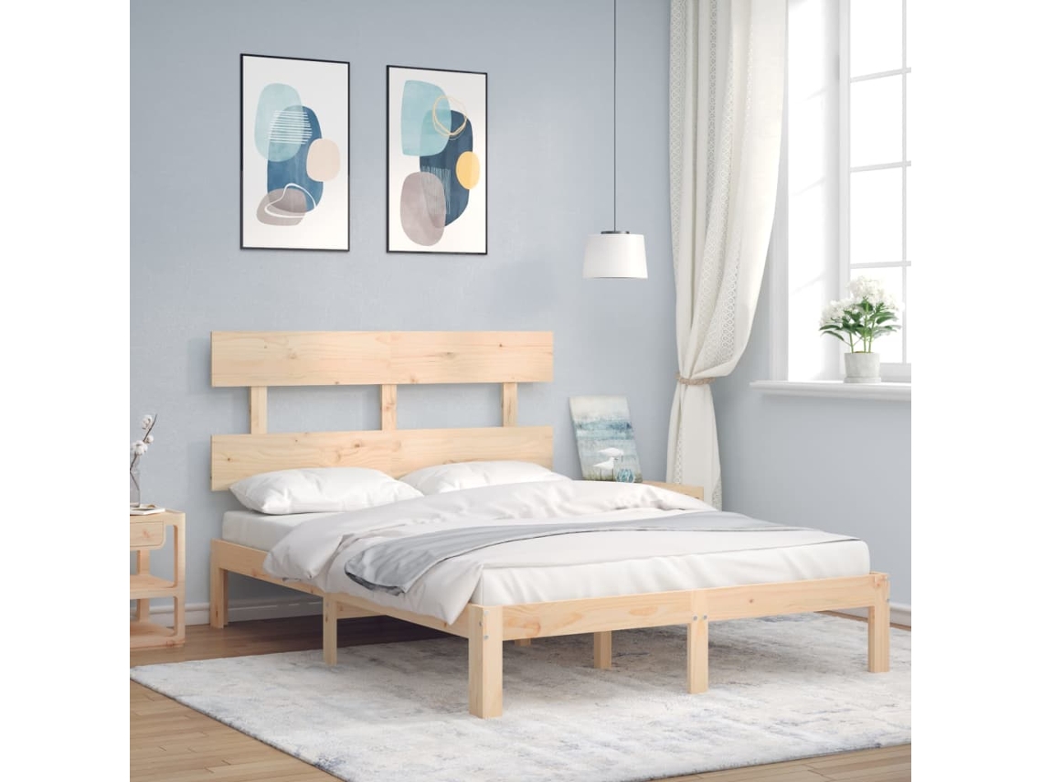Cama Sem Colchão 140x200 Cm Madeira De Pinho Maciça