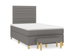 Vidaxl Cama Boxspring Com Colchão 120x190 Cm Tecido Cinzento-escuro