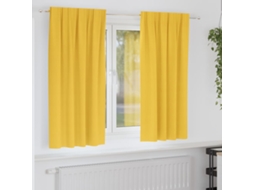 Vidaxl Cortinas Blackout Com Argolas 2 Unid. Amarelo-mostarda