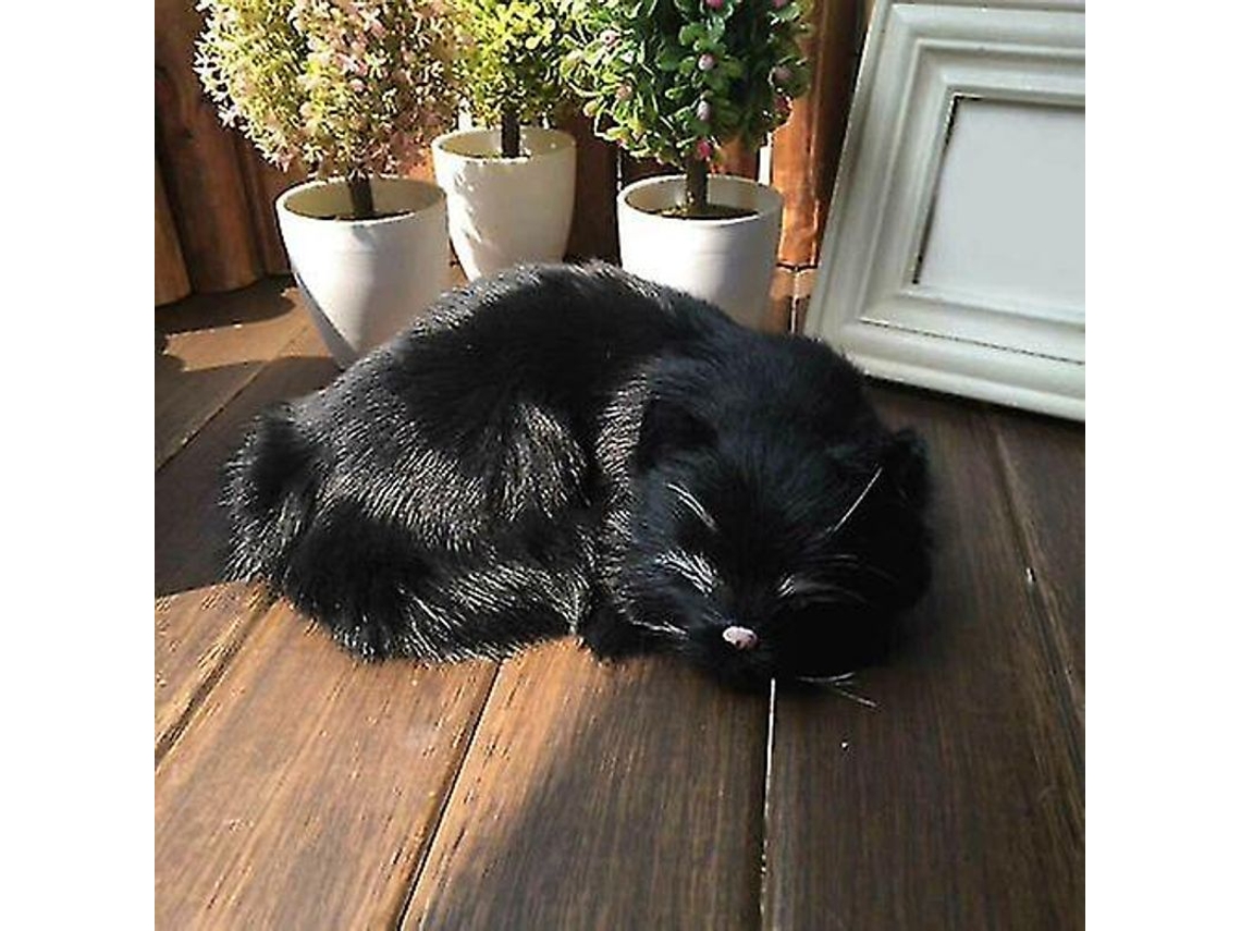 2026 pelúcia de Gato Realista de Pele Falsa Tamanho Real Peludo Suave Animal de Casa Preto