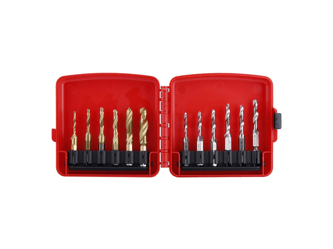 Conjunto De 12 Brocas Sextavadas De Titânio M3-m10 Com Roscas Métricas E Em Polegadas Hss