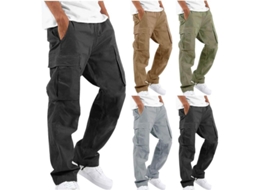 2026 pantalones Cargo Largos Casuales Holgados de Algodón Y Lino Con Multi Bolsillos para Hombres