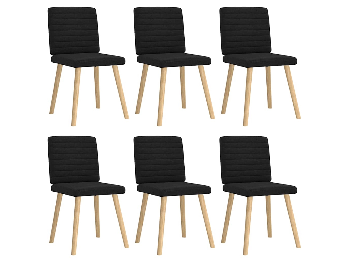 Vidaxl Cadeiras De Jantar 6 Pcs Tecido Preto