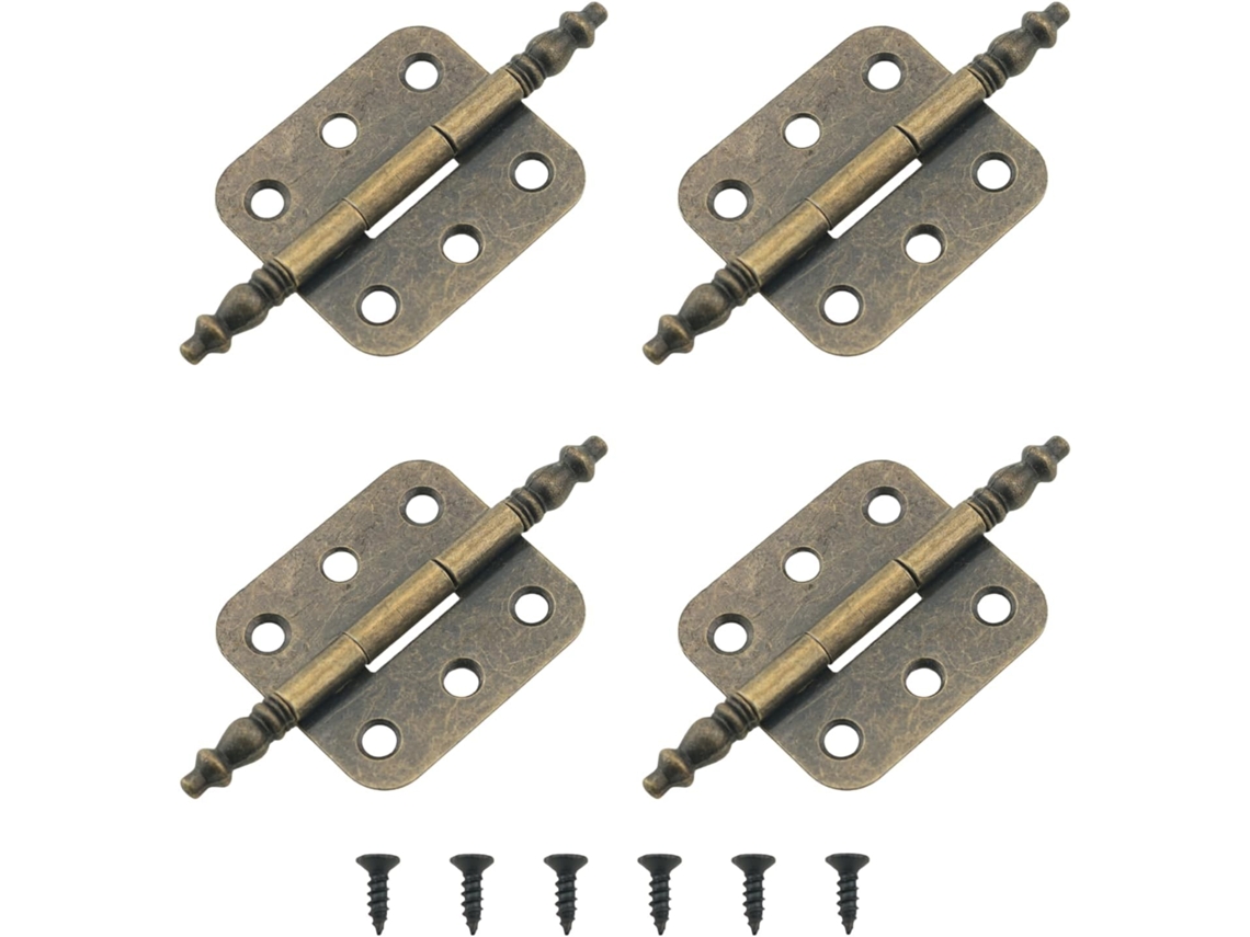 Conjunto De 4 Dobradiças Dobráveis Vintage Em Ferro E Bronze Com
