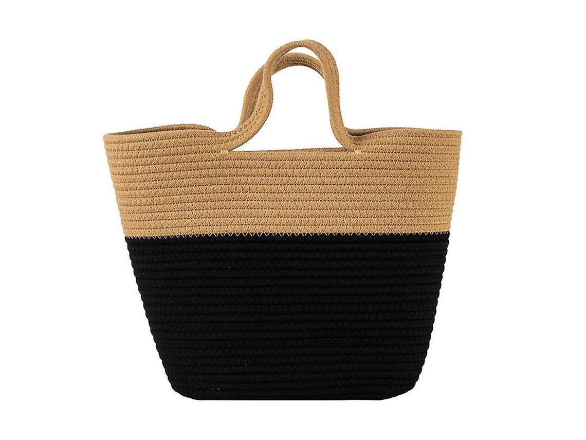 Bolsa de Praia de Palha com Corda de Algodão em Cores Contrastantes e Grande Capacidade AQUAFORGE