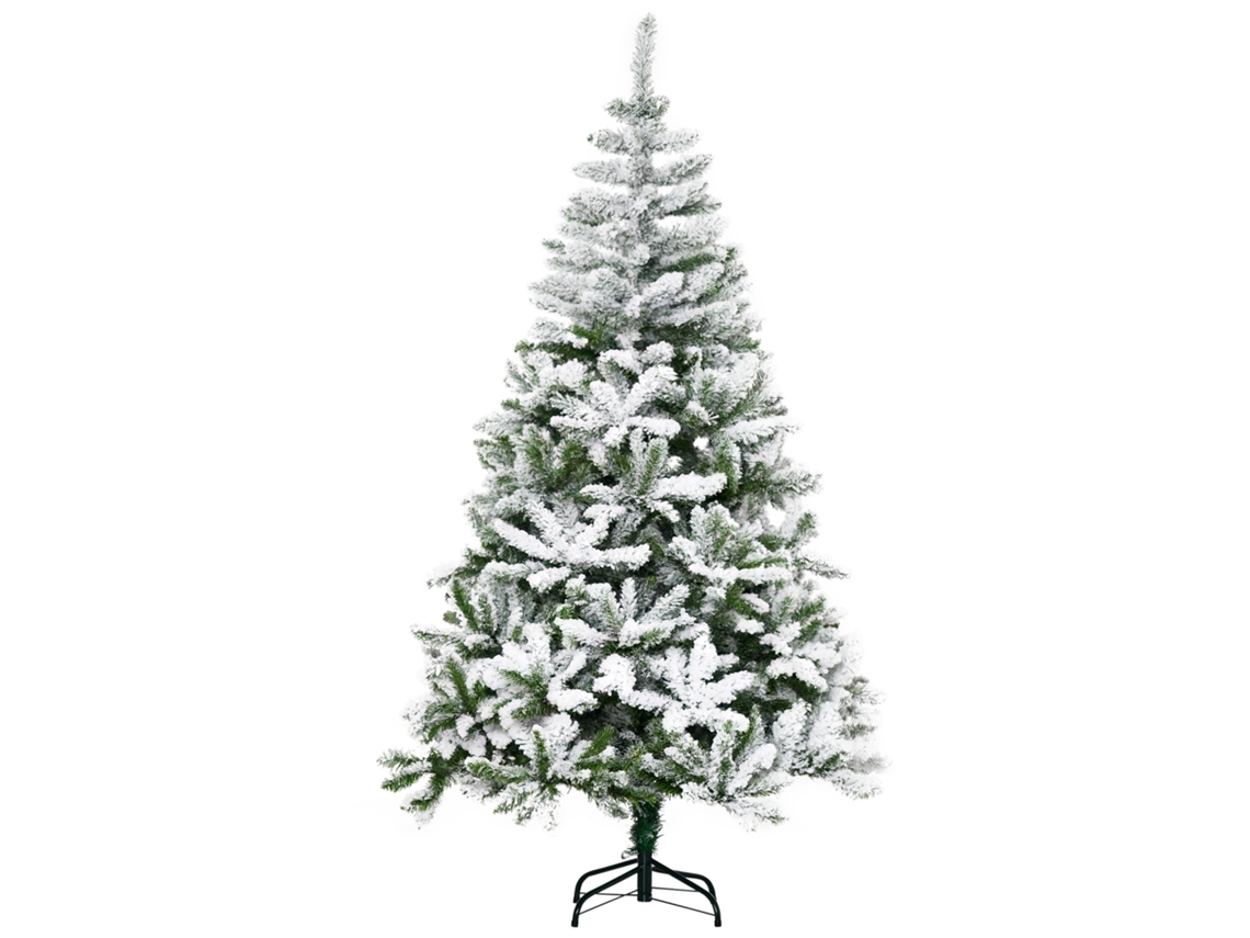 Árvore Natal Artificial 180cm Verde Nevada com 750 Ramos Ignífugos e Base Dobrável