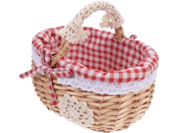 Cesta de Piquenique Trançada em Material Sintético com Alça para Transporte. Cesta de Frutas para Uso Externo e CHABERLU