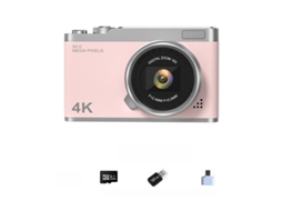 Câmara Digital Tela Hd Flip De 2,4 Polegadas, Foco Automático Af Com Zoom De 16x (cartão Rosa De 32 Gb) Cuich