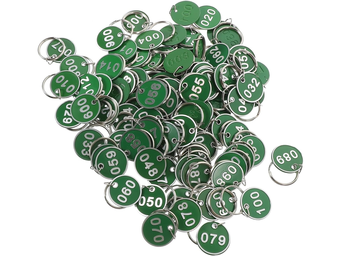 Pacote Com 100 Chaveiros Numerados 100 Verde