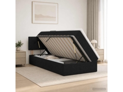 Vidaxl Cama Com Arrumação E Colchão Preto 90 X 190 Cm Veludo