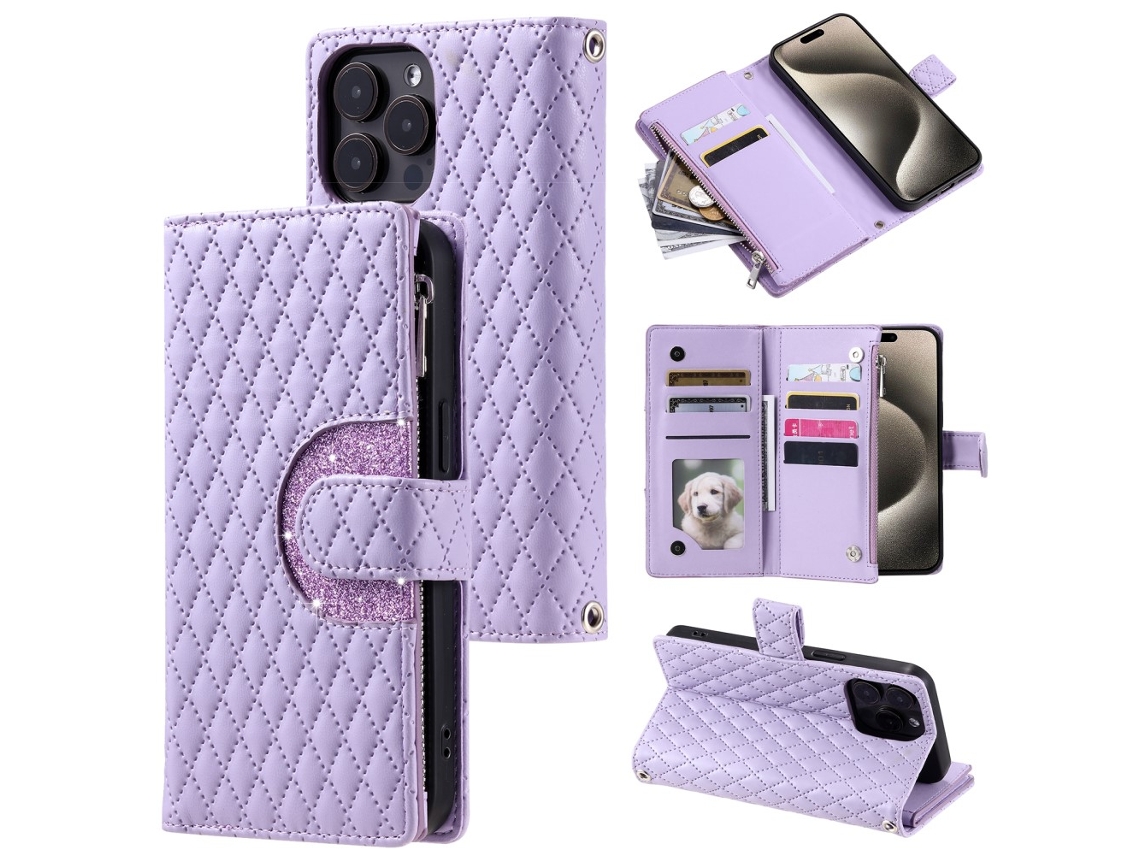 Capa Para Iphone 13 Pro Max Pele Sintética Roxo