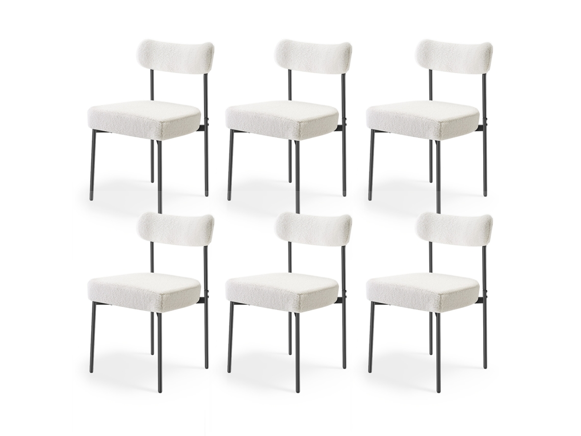 Cadeiras De Jantar 6 Peças Cadeira Decorativa Encosto Curvo Pernas De Metal Vevor