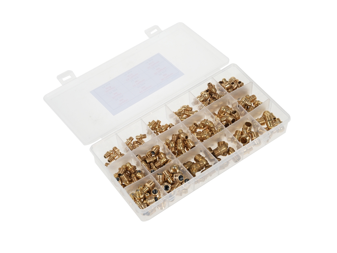 Kit De Acessórios De Graxa De Cobre Zerk, Retos E Ângulos De 45/90°, Métrico M6 M8 M10, 165 Peças