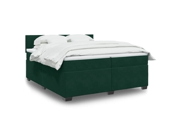 Vidaxl Cama com Molas/colchão 200x200 Cm Veludo Verde escuro