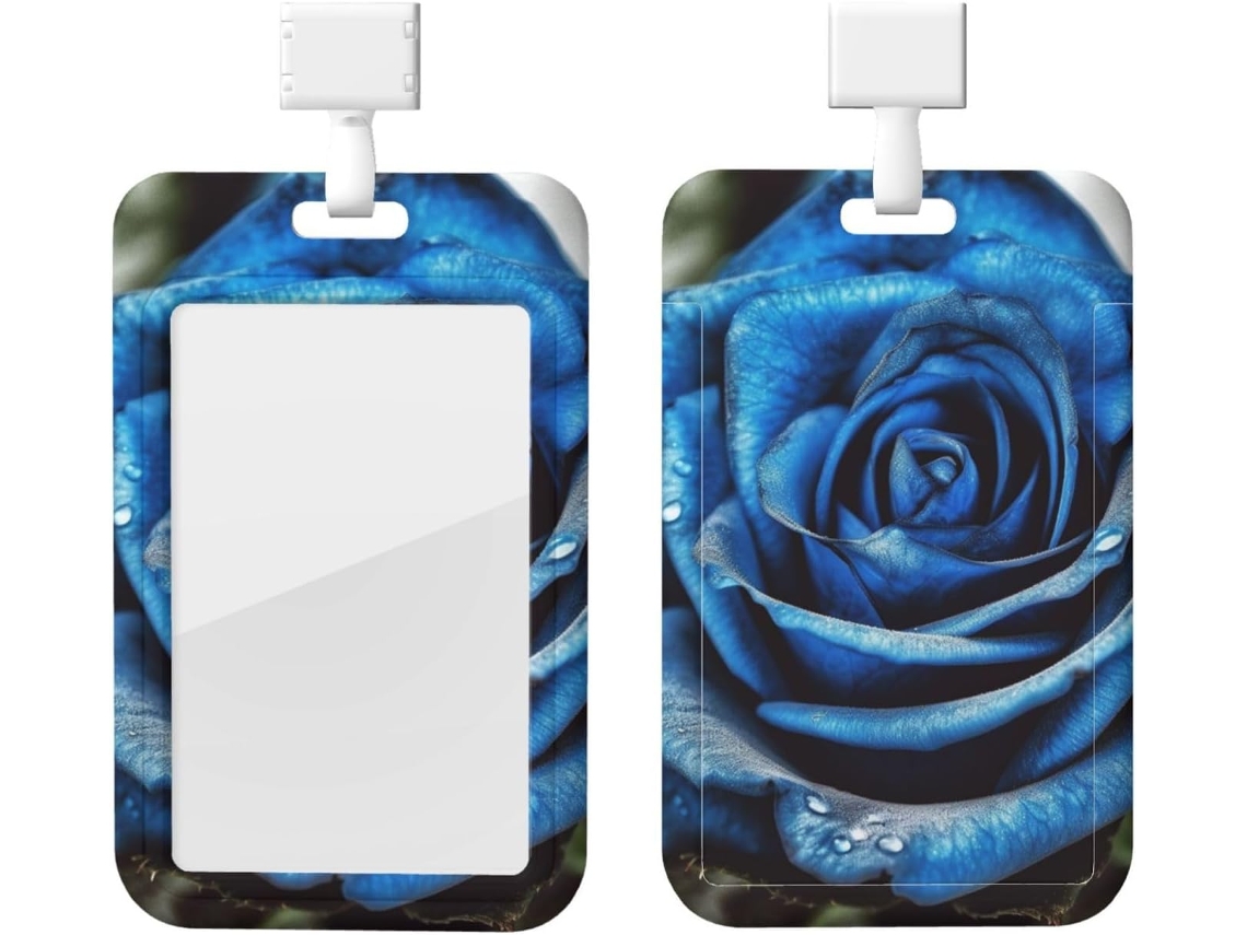 Porta Crachá Azul, Rosa E Azul, Protetor De Cartão Vertical Com Cordão, Capa Plástica Impermeável, Porta Cartões De