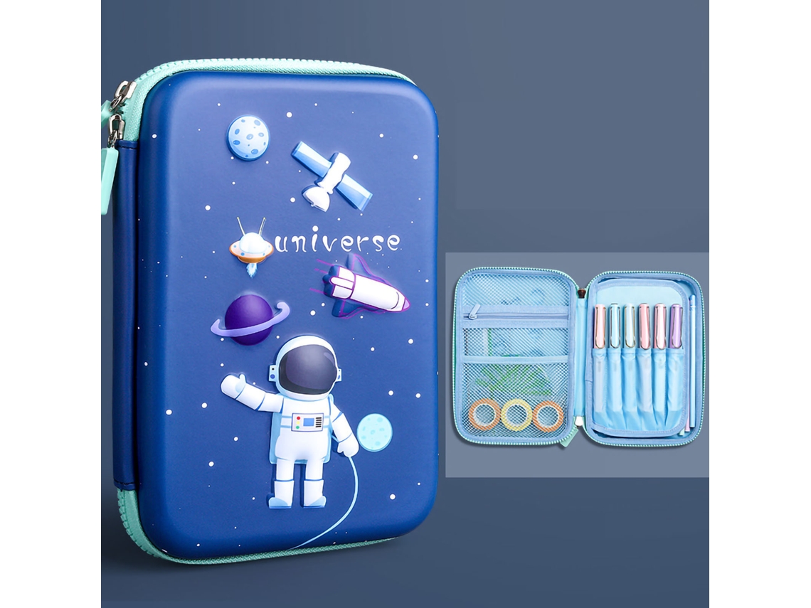 Estuche De Lápices Astronauta Azul Oscuro Impermeable Para Niños Estudiantes Cute