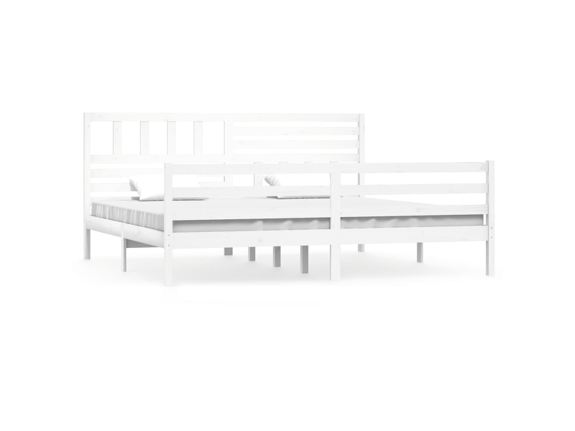 Estrutura de Cama 200x200 Cm Madeira Maciça Branco MAISON EXCLUSIVE
