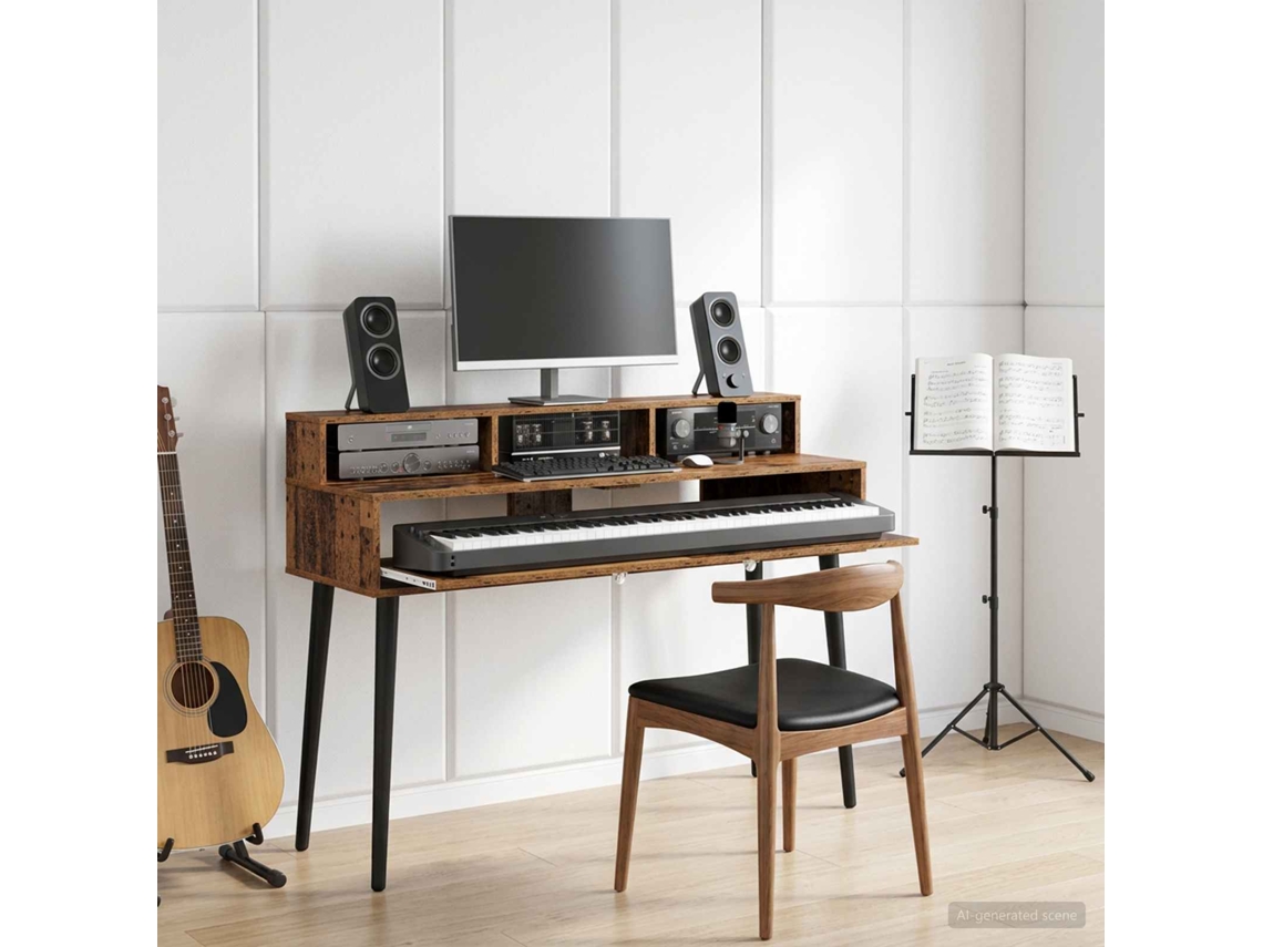 Vidaxl Mesa De Estúdio Madeira Antiga 110 X 42,5 X 36 Cm