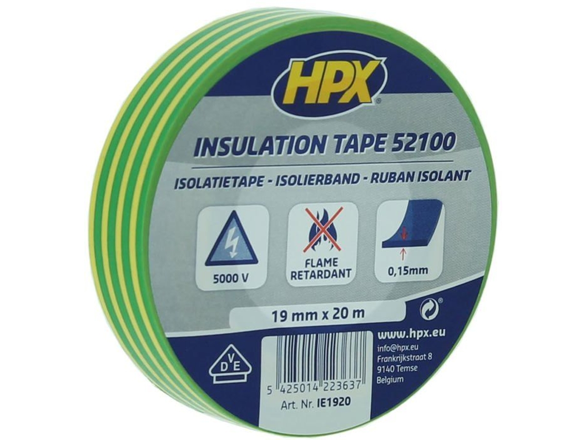 Fita de Pvc para Eletricistas HPX 19Mm X 20M Amarelo Esverdeado Isolamento Elétrico