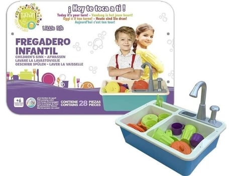Cozinha de Brincar  Lava Loiça Infantil com bomba de Água Azul