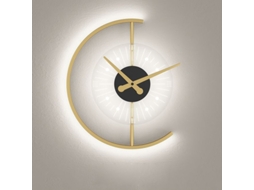 Relógio de Parede Led Moderno / Arandela Design Sofisticado em Dourado e Acrílico Luz Branca Fria ORBITRA COMMERCE