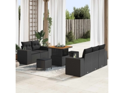 Vidaxl Conjunto De Sofá De Jardim 8 Unid. 8-número De Lugares Preto