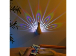 Luminária de Parede Pavão, Luminária de Mesa com Projeção Pavão, Luz Noturna Led com Controle Remoto BRILVIBERA