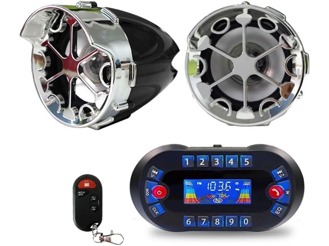 Guidon Audio Amplificateur Haut-parleur Sans Fil Pour Moto, Dc12v 30w, Com Suporte De Exibição, Cartão Tf,