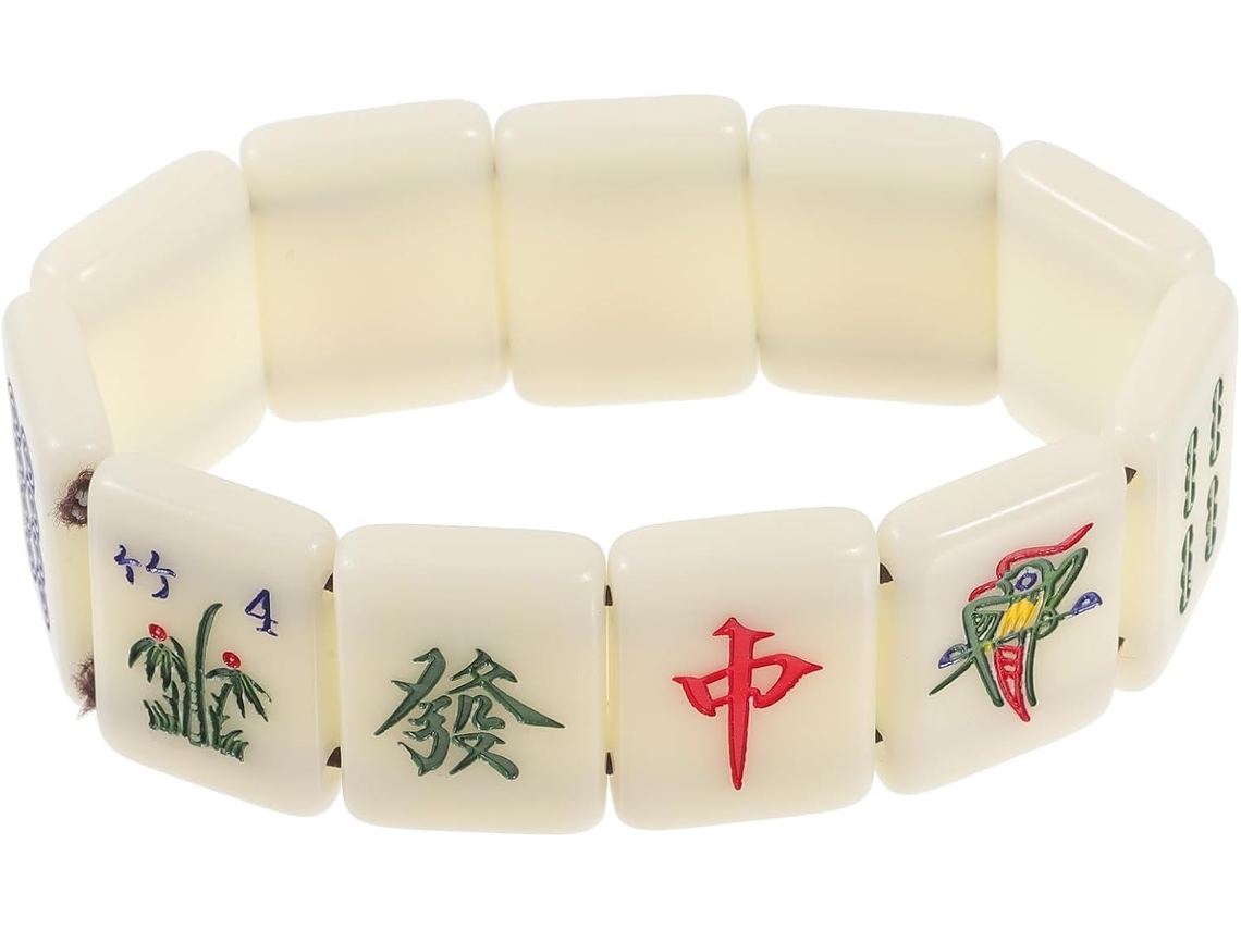 Pulseira Exclusiva Com Peças De Mahjong, Acessório Elástico Para Mulheres E Homens, Presente Criativo Para