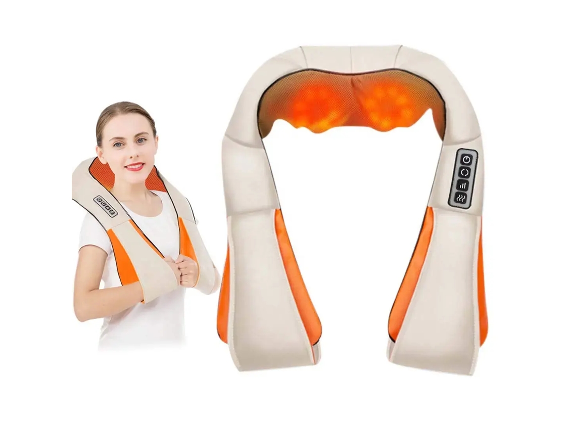 Poncho De Massagem Elétrica Bege Mão Humana, Aquecimento, 4 Botões/3 Níveis De Força, Timer, Plugue Europeu Sfushos (caixa Colorida Em Inglês)