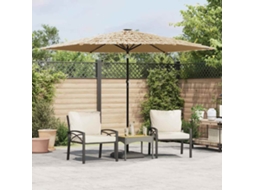Vidaxl Guarda-sol C/ Luzes Led E Poste De Aço 288x288x225 Cm Castanho
