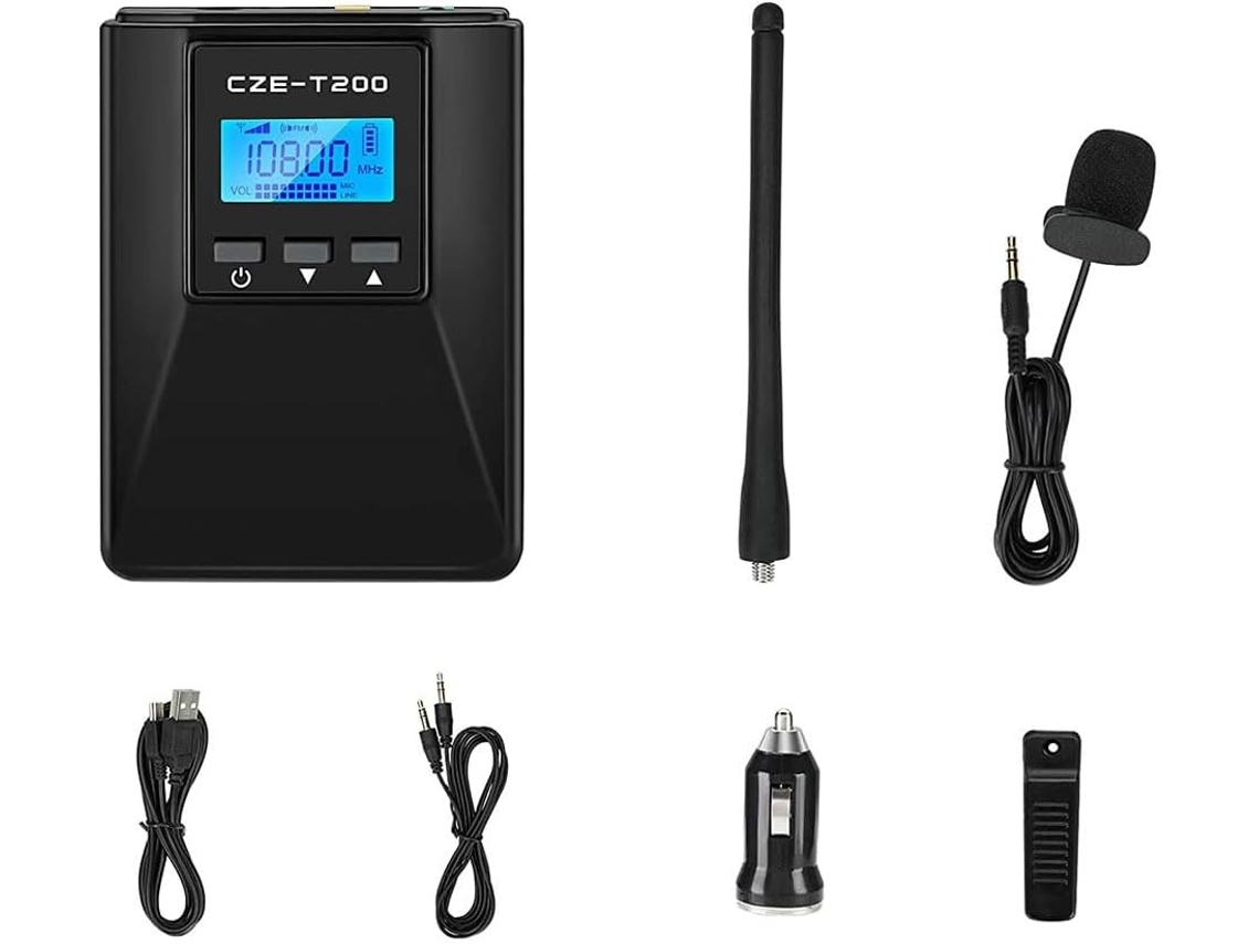 Transmissor de Rádio Fm Portátil Profissional de 0,2 W a 200 Mw com Potência Ajustável. SFUSHOS