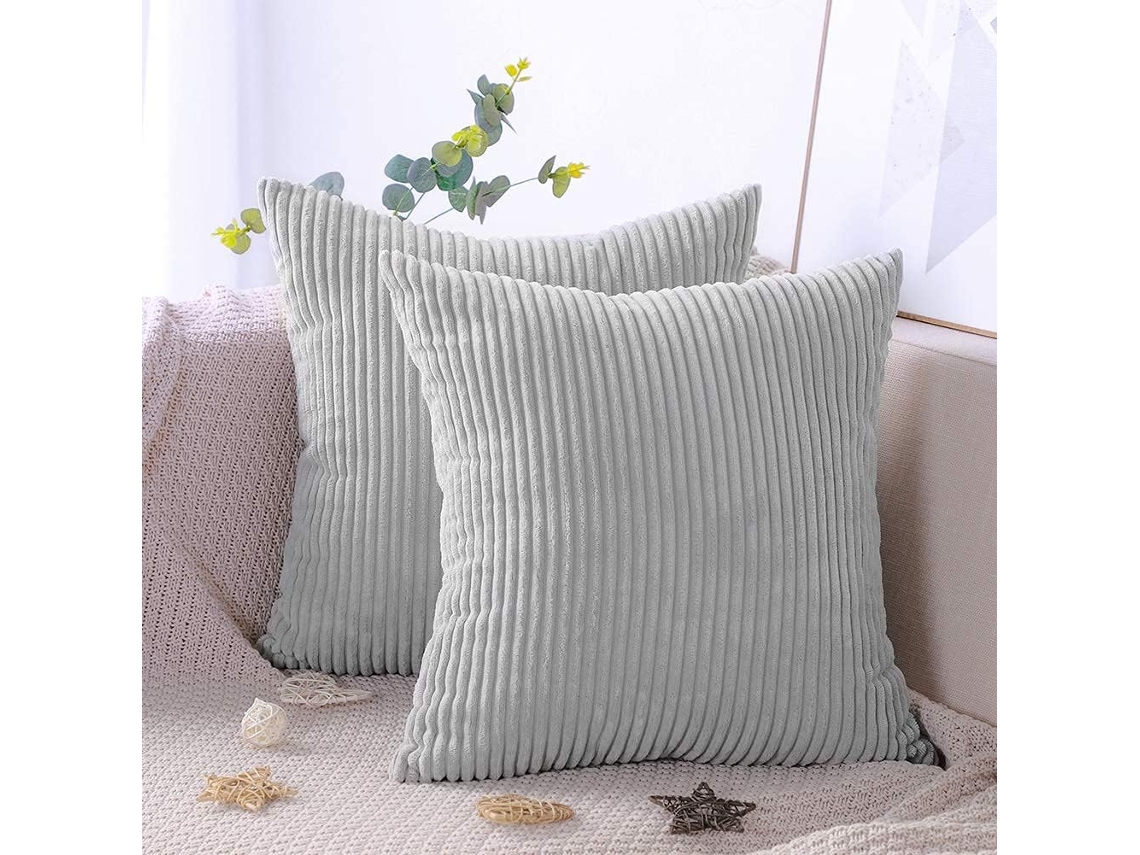 Pacote Com 2 Capas De Almofada Decorativas, Capas De Almofada De Veludo Cotelê De Cor Sólida