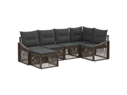 Vidaxl Conjunto De Sofá De Jardim 6 Pcs Cinzento Vime Pe