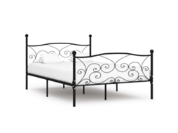 Estrutura De Cama Com Estrado De Ripas 140x200 Cm Metal Preto