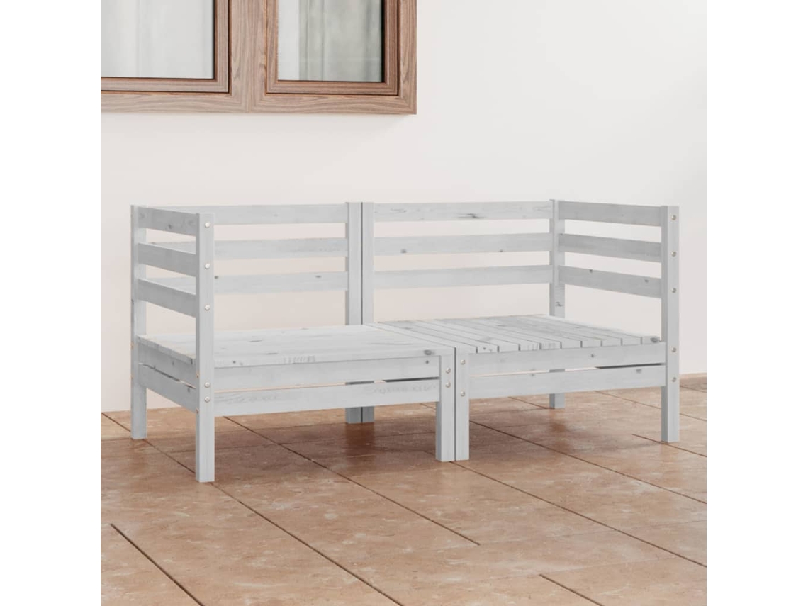 Vidaxl Sofá De 2 Lugares Para Jardim Pinho Maciço Branco