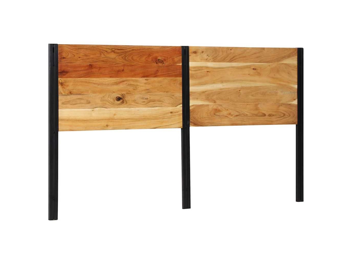 Vidaxl Cabeceira De Cama 180 Cm Madeira De Acácia Maciça/ferro