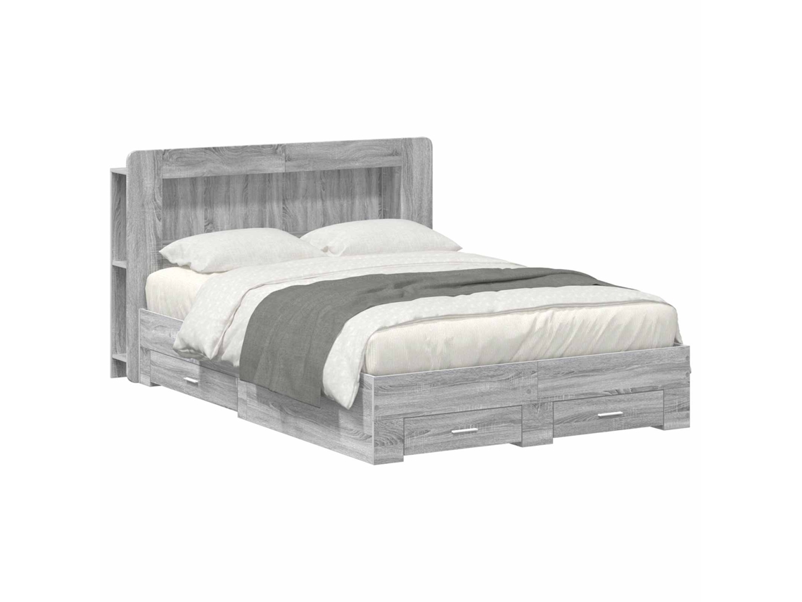 Vidaxl Estrutura De Cama Com Armazenamento Sonoma Cinzento