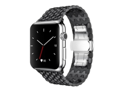 Bracelete Para Apple Watch 46/49/45/44mm - Metal Com Textura De Dragão Preto