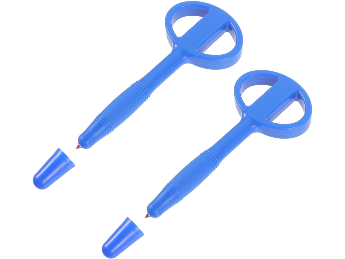 Conjunto De 2 Canetas De Segurança De Borracha Azul, Anti- Ingestão, Caneta Ergonômica Portátil Para