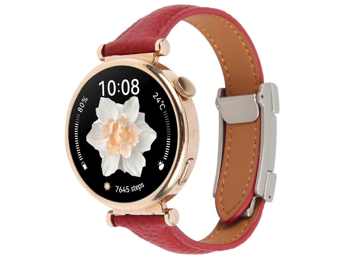 Pulseira De Couro Universal Fina Com Fecho Magnético