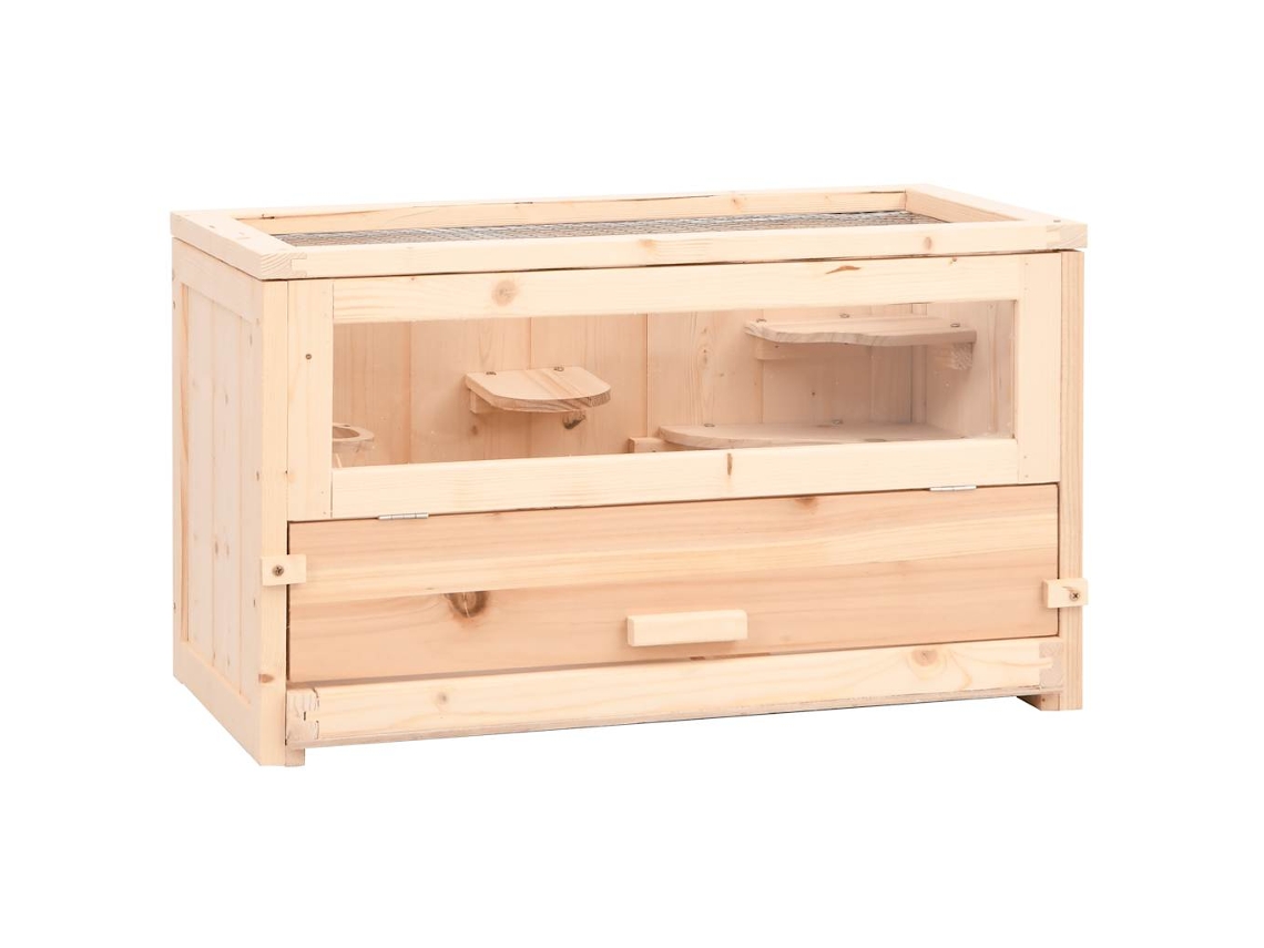 Vidaxl Gaiola Para Hamster 60x30x35 Cm Madeira De Abeto Maciça