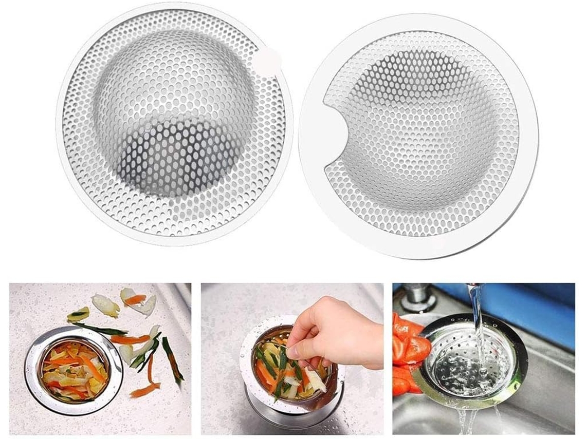 Conjunto De 2 Filtros De Pia Em Aço Inoxidável