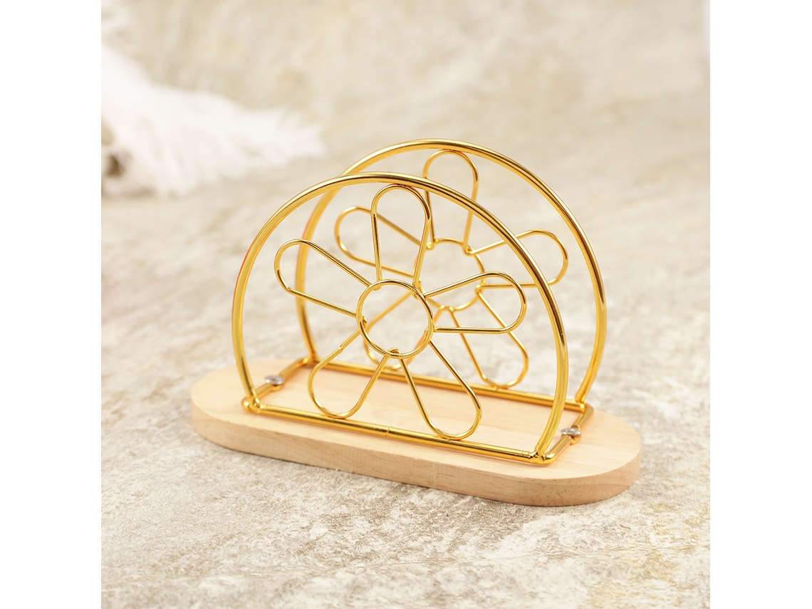 Porta Guardanapos Vertical Em Ferro Forjado Dourado Economiza Espaço Para Armazenamento Na Mesa De Jantar SUNNY SPACES